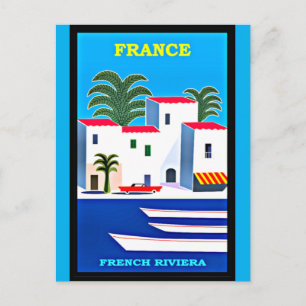 Vintage Fransk Riviera Travel Poster Vykort