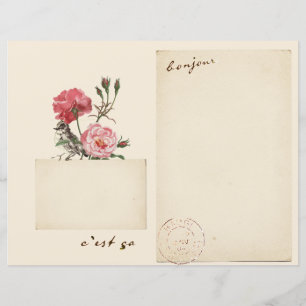 Vintage Fransk Ro Bird Scrapbook Journal Page