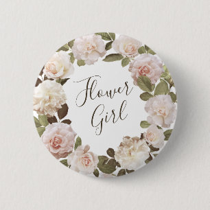Vintage Fransk Ro Flower Girl Button Knapp