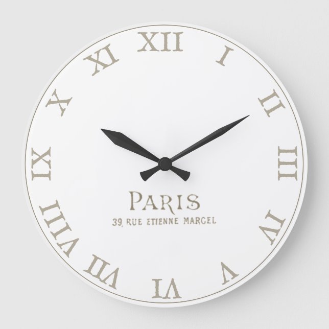 Vintage Fransk Roman Numerals Paris Stor Klocka (Framsida)