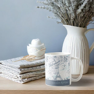 Vintage Fransk Romantik Collage Blue ID226 Kaffemugg