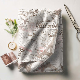 Vintage Fransk Romantik Collage Rosa ID226 Tyg