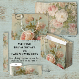 Vintage fransk ros blomster blå rosa bröllopsdusch