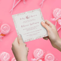 Vintage Fransk Rosa Damask Baby Shower Tea Party