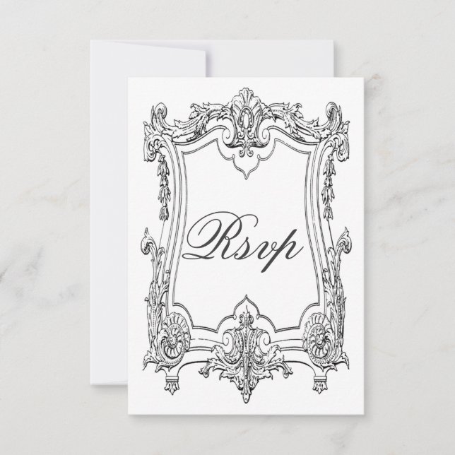 Vintage fransk rullande RSVP dubbelsidig OSA Kort (Framsida)