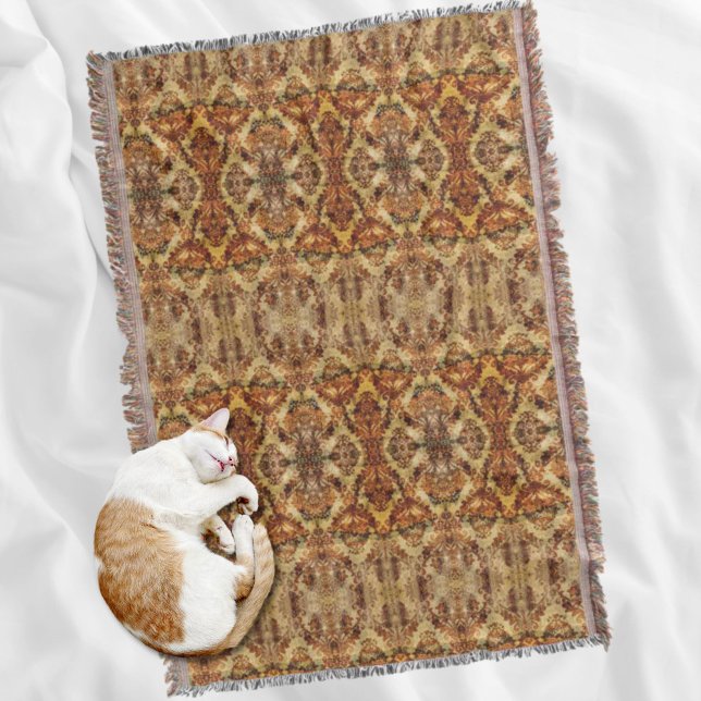 Vintage Fransk Rustik brunkolsskada hösthösten Filt (Vintage French Rustic Autumn Fall Brown Damask Throw Blanket)