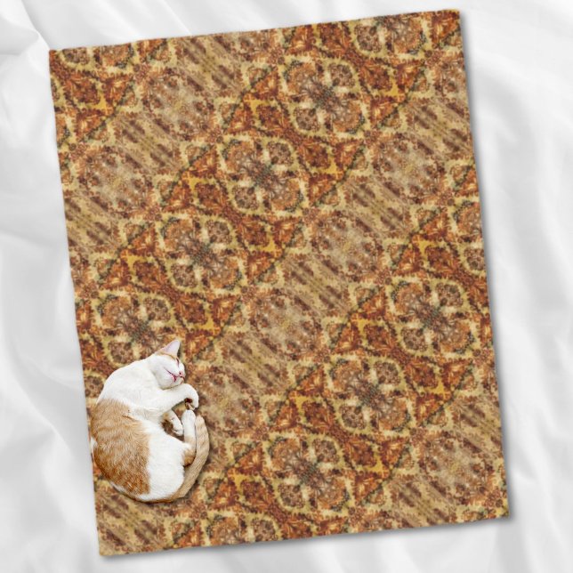 Vintage Fransk Rustik brunkolsskada hösthösten Fleecefilt (Vintage French Rustic Autumn Fall Brown Damask Fleece Blanket)