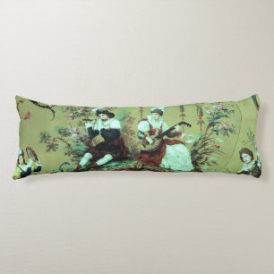 Vintage Fransk Sage Grönt Toile Victorian Blommigt Kroppskudde