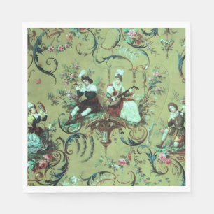 Vintage fransk salvia grön Toile viktoriansk blomm Pappersservett