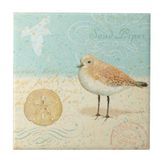 Vintage Fransk Sand Piper Kakelplatta
