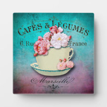 Vintage Fransk Shabby Blommigt Cafe-tecken