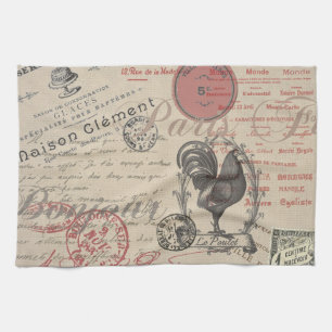 Vintage Fransk Skriva Paris Tupp typografi Kökshandduk