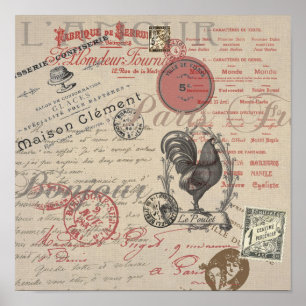 Vintage Fransk Skriva Paris Tupp typografi Poster