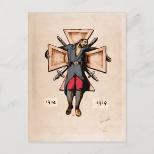 Vintage Fransk soldat antikrig-bildvykort Vykort