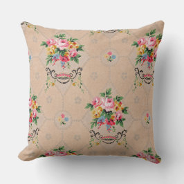 Vintage Fransk Tapet Blommönster Cushion Kudde