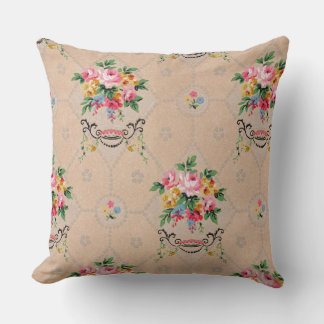 Vintage Fransk Tapet Blommönster Cushion Kudde