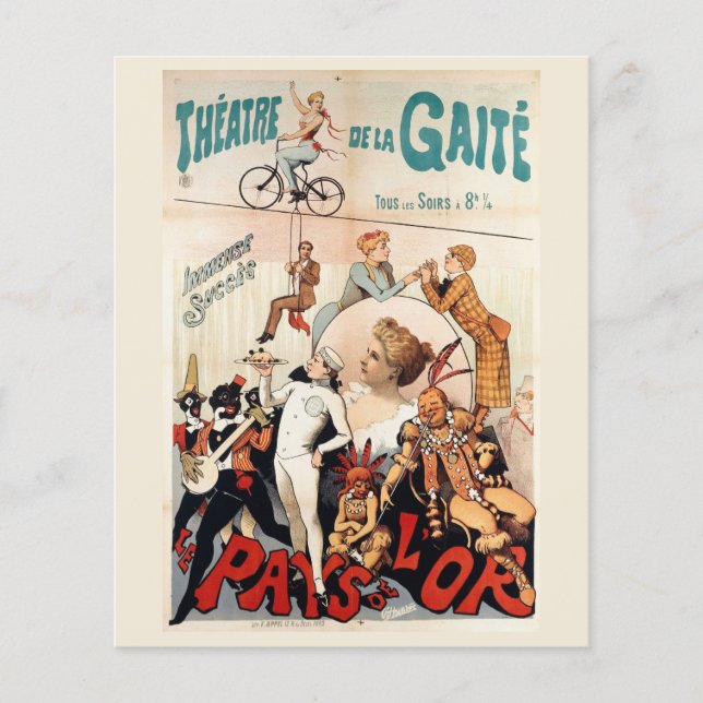 Vintage fransk teaterposterdecoupage Pappra Lakan (Framsida)