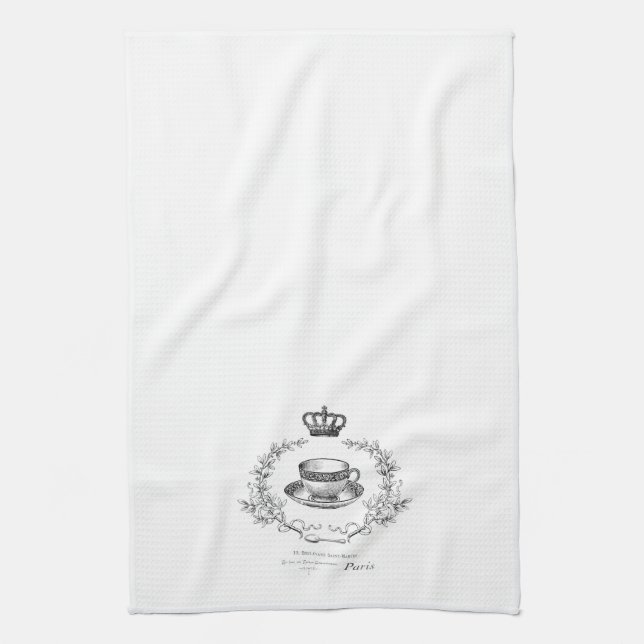 Vintage Fransk tekopp kökshandduk (Vertikal)