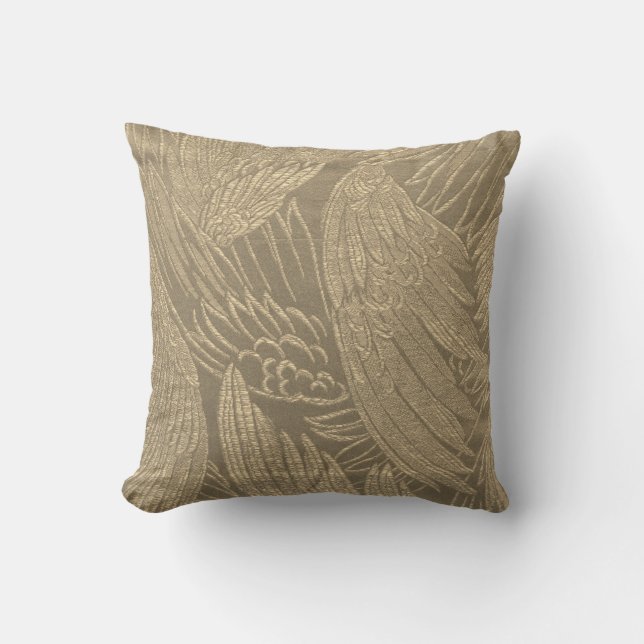 Vintage Fransk TextilBlommigt Grått Guld Cushion Kudde (Framsida)