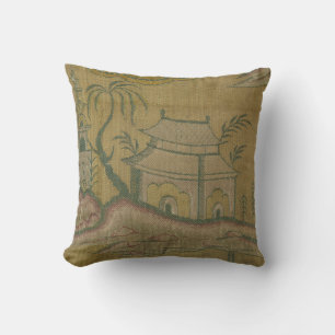 Vintage Fransk Textile Blommigt Weave Chinoiserie Kudde