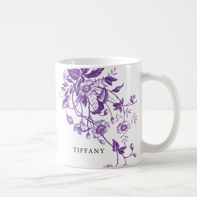 Vintage fransk Toile blomsterbröllopsdusch råd Kaffemugg (Höger)