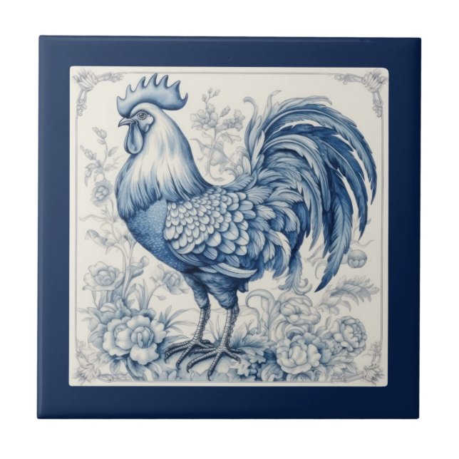 Vintage Fransk Toile Tupp Kakelplatta (Framsidan)