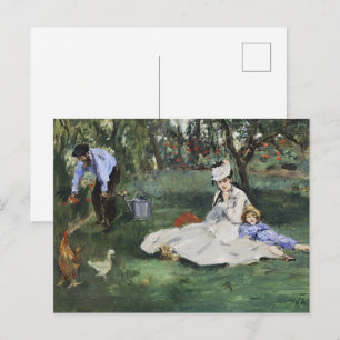 Vintage fransk trädgård Monet Familjen Manet tryck Vykort