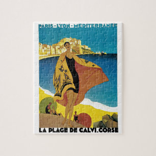 Vintage Fransk Travel Art Painting Illustration Pussel