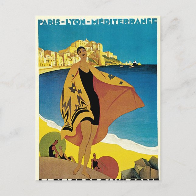 Vintage Fransk Travel Helg Vykort (Framsida)