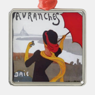 Vintage Fransk Travel och 1910 Julgransprydnad Metall