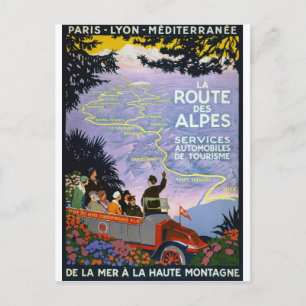 Vintage Fransk Travel Poster Art Vykort