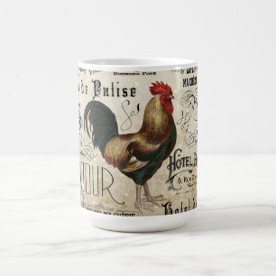 Vintage Fransk Tupp de Paris Collage Kaffemugg