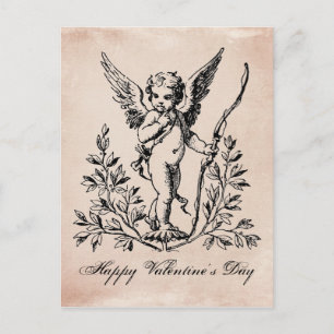 Vintage Fransk Valentine cherub-vykort Helg Vykort