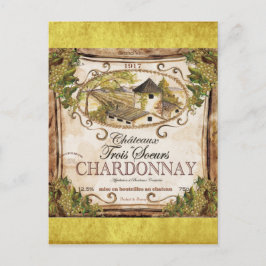 Vintage Fransk Vin etikett Vykort