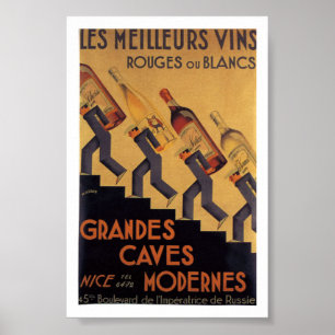 Vintage Fransk Vin Les Meilleurs Vins Poster