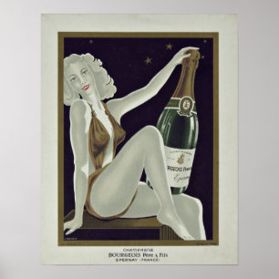 Vintage Fransk Vin och alkoholreklam Poster