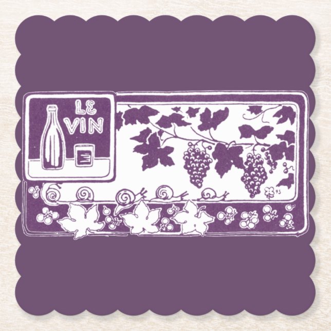 Vintage Fransk Vinklabel  | Rustik vingård Underlägg Papper (Framsida)