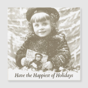Vintage Fransk Winter Girl Photo Julmeddelande