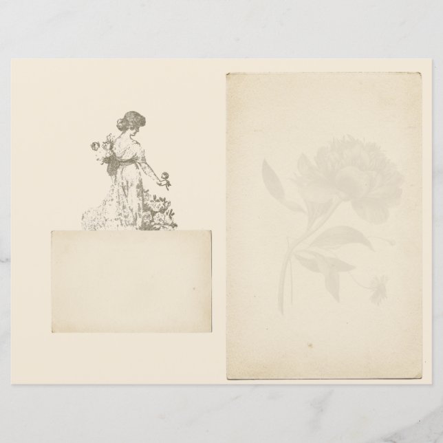 Vintage Fransk Woman Scrapbook Journal Page (Framsida)