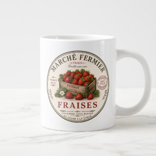 Vintage franska bondmarknad jordgubbar jumbo mugg