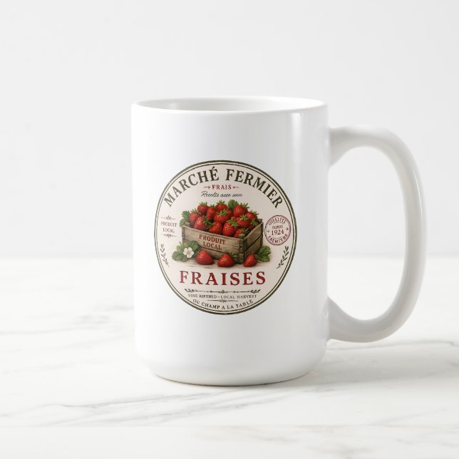 Vintage franska bondmarknad jordgubbar kaffemugg (Höger)