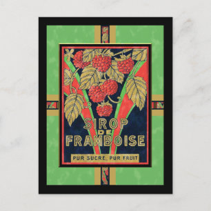 Vintage franska citron hallonsirap-etiketter vykort