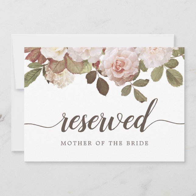 Vintage franska rosor "Reserverad" bröllopsskylt Inbjudningar (Framsida)