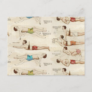 Vintage franska simmare vykort