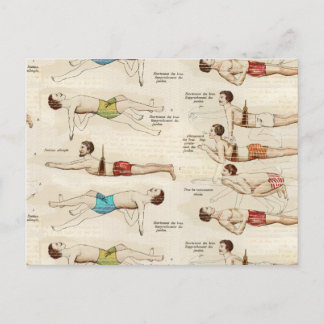 Vintage franska simmare vykort