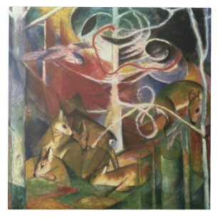 Vintage Franz Marc Hjort i skogen Kakelplatta