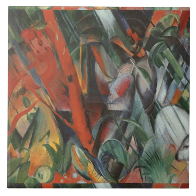 Vintage Franz Marc In Rain Kakelplatta (Framsidan)