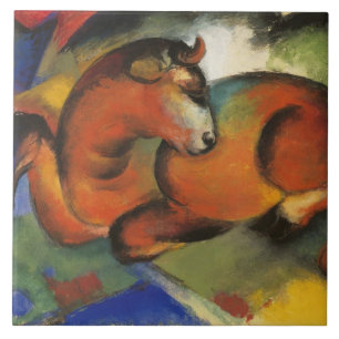 Vintage Franz Marc Red Bull Kakelplatta