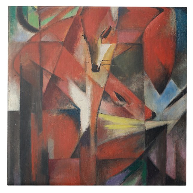 Vintage Franz Marc The Foxes Kakelplatta (Framsidan)