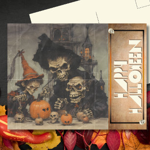 Vintage Freaky Skeletons Spooktacular Halloween Helg Vykort